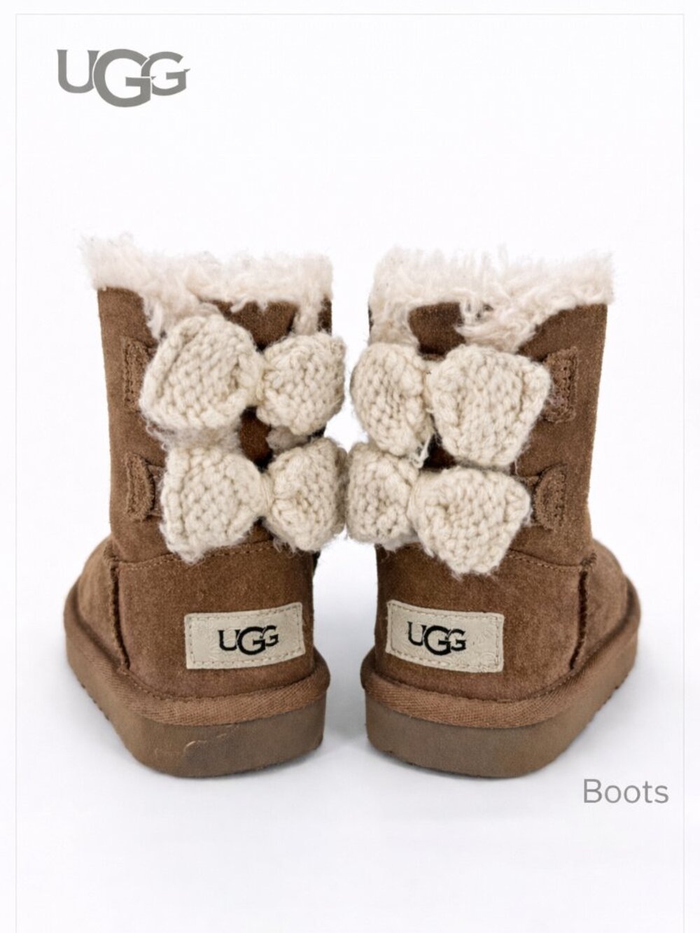 UGG Bailey Bow Boots Girls Size 8 Brown Suede
